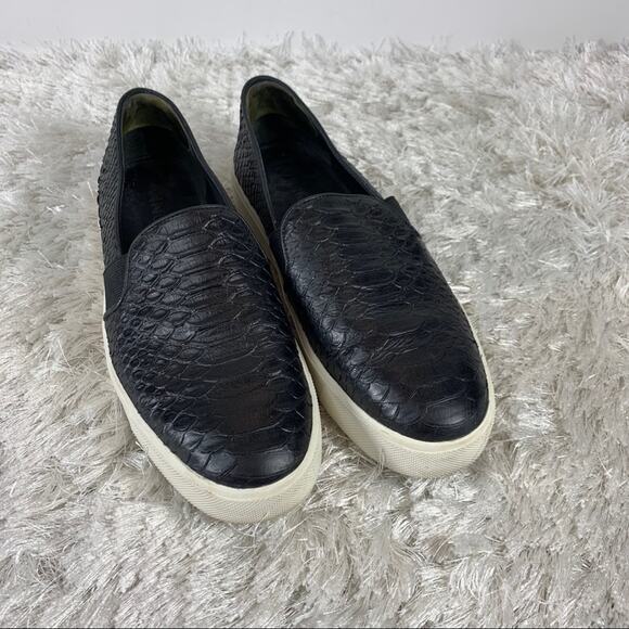 Vince Black Leather Platform Slip On Sneakers Sz 7 - Picture 1 of 10